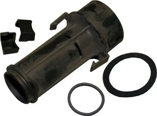 BOSCH Venturi-Element in Schwarz mit zwei O-Ringen und zwei Halteklammern, geeignet für verschiedene Anwendungen in der Fahrzeugtechnik.